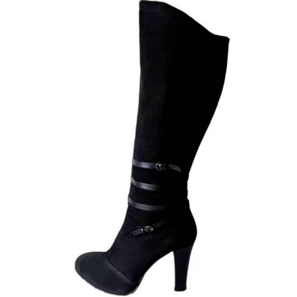 BRUNO MAGLI Tall Black Suede Buckled Over The Knee Boot Size 40 - Picture 1 of 9